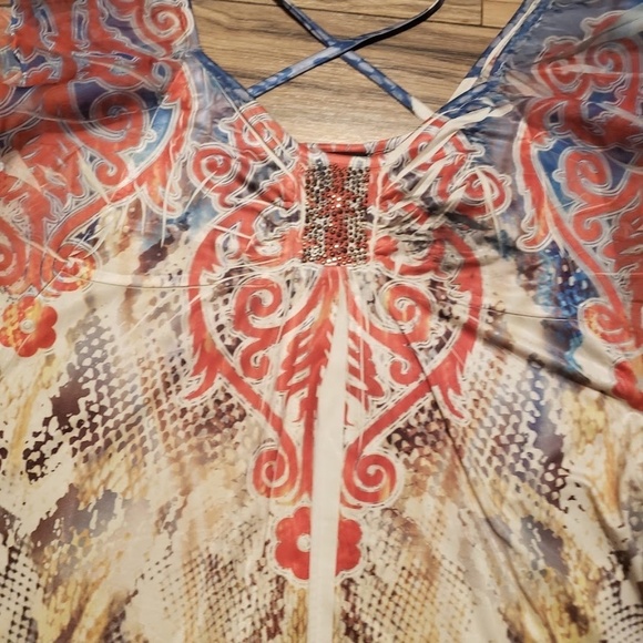 Style & Co Macys Women’s Retro Bohemian Ruffle Sleeve Blouse Size Medium - Picture 10 of 10